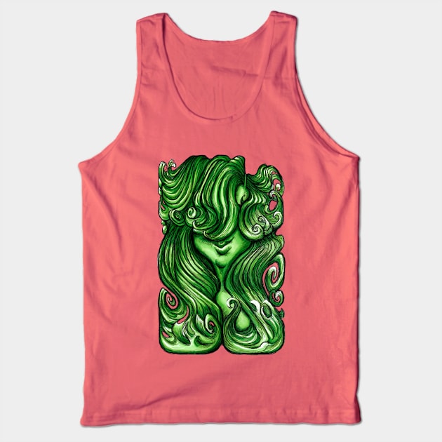 Luscious Locks - Greenery Green Tank Top by BigNoseArt